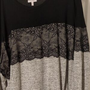 Maurices Black and Gray Lace Blouse